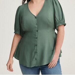 NWT Torrid Challis Side Tie Top – Dark Forest, Size 0